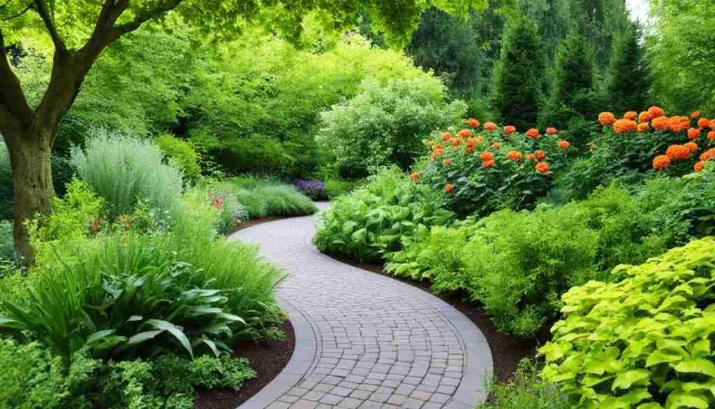 spacious walkway in a garden