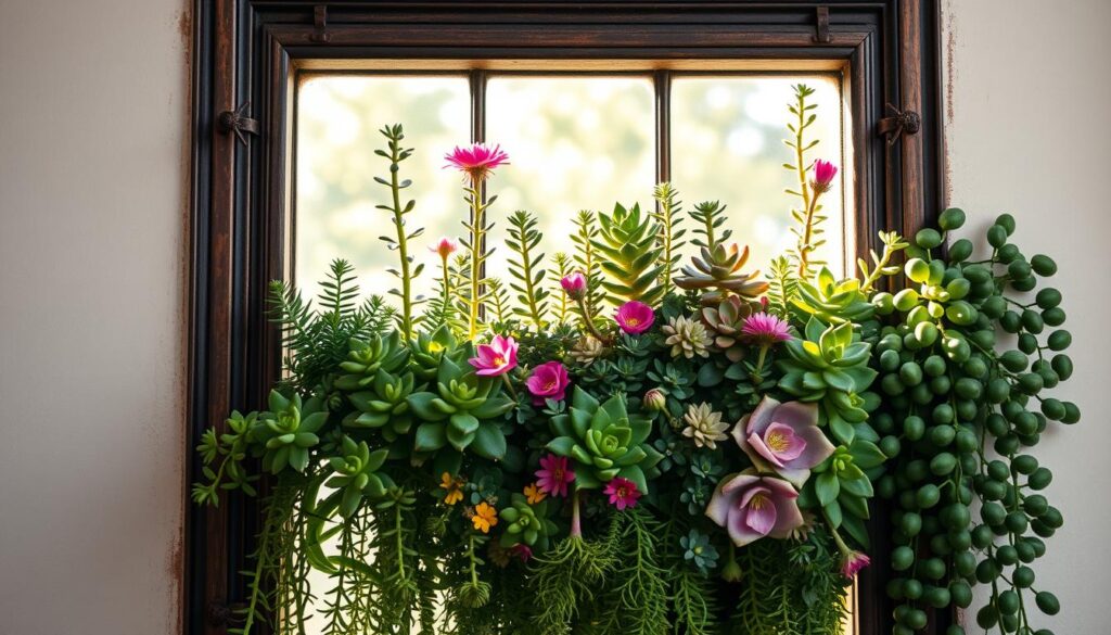 Window Frame Vertical Succulent Garden