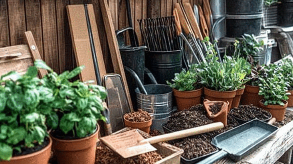 How to Build a Rain Garden in a Weekend: 8 Simple Steps 13 johnkrechting Flat lay of tools and materials needed for rain d5eb37ea 1ee9 45fd b61c 5fe7ea4b21d1 2