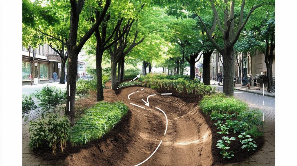 How to Build a Rain Garden in a Weekend: 8 Simple Steps 15 johnkrechting Overhead diagram of rain garden design showing a1f29584 f3bb 45f6 a7e2 367394b7dc74 1 1