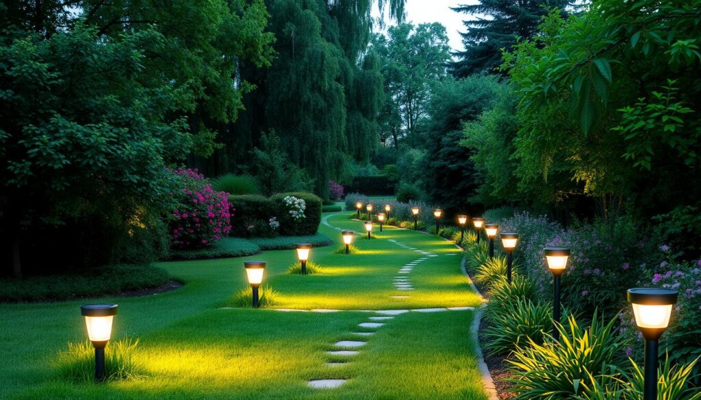 solar garden path lighting installation