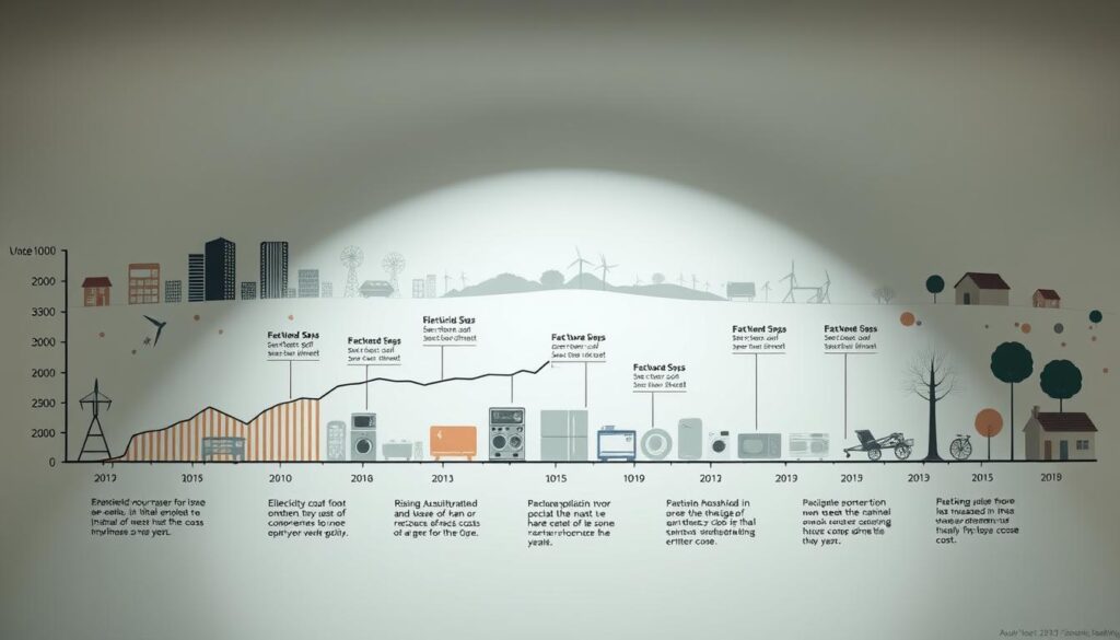 A detailed timeline chart depicting the impact of net zero costs on Australian households over the next 20 years. The foreground shows a line graph with projected cost increases for electricity, gas, and other essential utilities. The middle ground features various household appliances and their rising operating costs. The background showcases a stylized Australian landscape with urban and rural settings, emphasizing the nationwide effects. The lighting is a soft, muted tone, conveying a sense of concern and unease about the financial burden on families. The composition utilizes a wide-angle lens to capture the comprehensive scope of the issue. A detailed timeline chart depicting the impact of net zero costs on Australian households over the next 20 years. The foreground shows a line graph with projected cost increases for electricity, gas, and other essential utilities. The middle ground features various household appliances and their rising operating costs. The background showcases a stylized Australian landscape with urban and rural settings, emphasizing the nationwide effects. The lighting is a soft, muted tone, conveying a sense of concern and unease about the financial burden on families. The composition utilizes a wide-angle lens to capture the comprehensive scope of the issue.