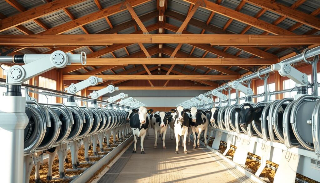 robotic milking system in modern dairy farm